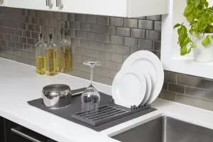 New Loft 2-in-1 Drying Mat and Rack, 6 plate holders with slates for air flow