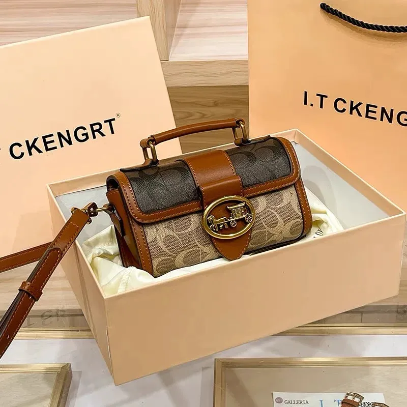 New minimalist and fashionable small handbag, contrasting color women's bag, high-end carriage crossbody bag, portable box bag