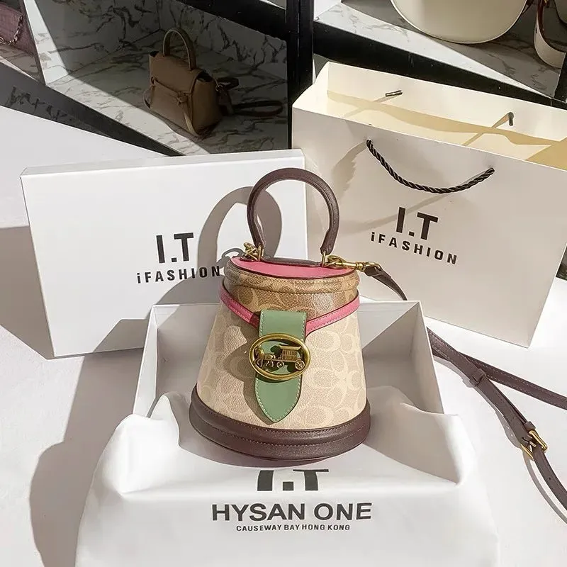 New minimalist and fashionable small handbag, contrasting color women's bag, high-end carriage crossbody bag, portable box bag