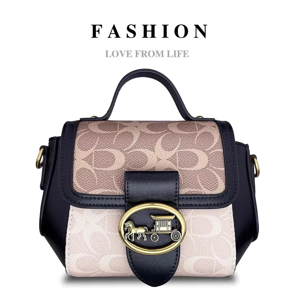 New minimalist and fashionable small handbag, contrasting color women's bag, high-end carriage crossbody bag, portable box bag