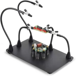 NOEVSBIG Magnetic Helping Hands Soldering Station with Large & Heavy Duty Base, 6 PCB Holders,5 Flexible Arms with Precision 360 Degree Alligator Clip Helping hands for Soldering Electronic Repair DIY