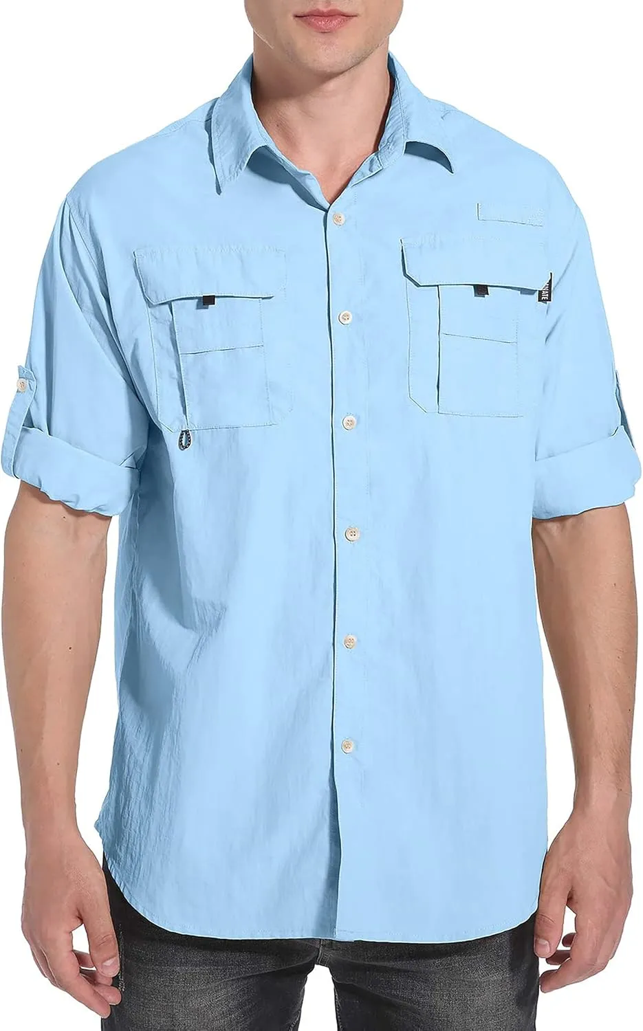 NOMINATE Mens Long Sleeve Fishing Shirts UPF 50  UV Protection Sun Shirts Quick Drying Hiking Lightweight