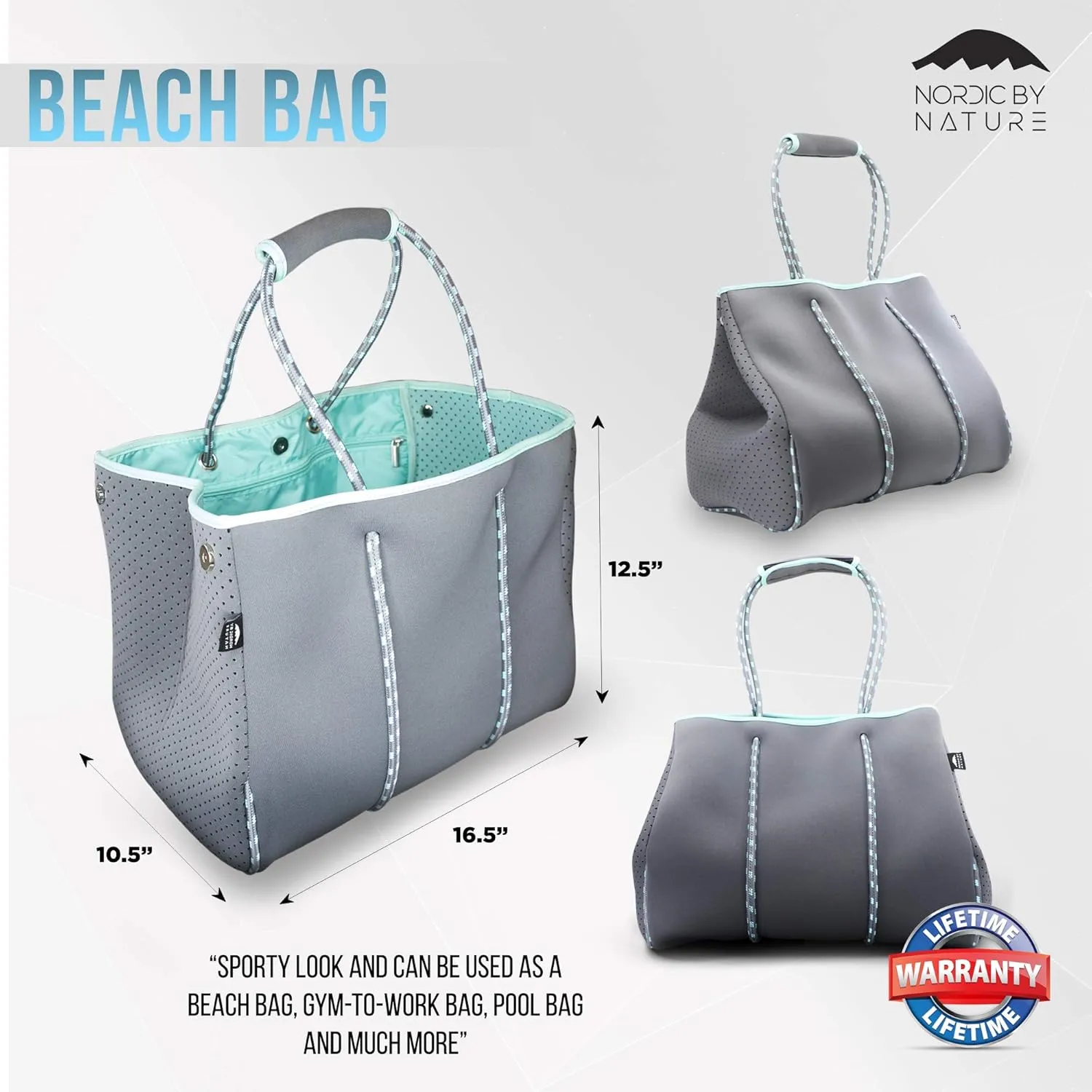 Nordic By Nature Large Designer Beach Bag Tote For Women, Men And Kids