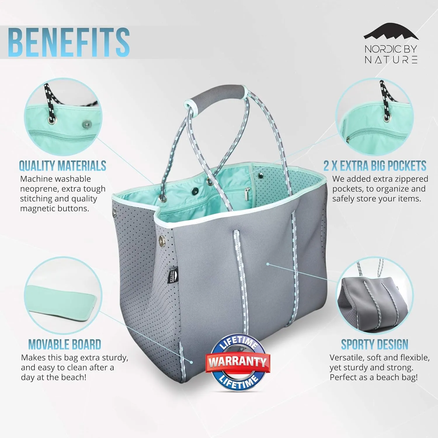 Nordic By Nature Large Designer Beach Bag Tote For Women, Men And Kids