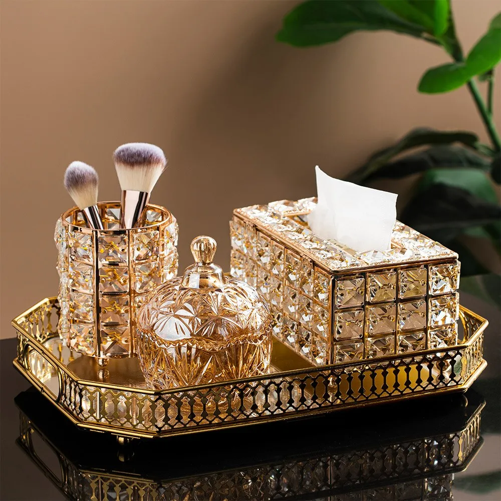 Nordic Diamond Pencil Vases Tissue Box Home Storage Metal Napkin Holder Luxury Bedroom Kitchen Living Decor Home Decoration