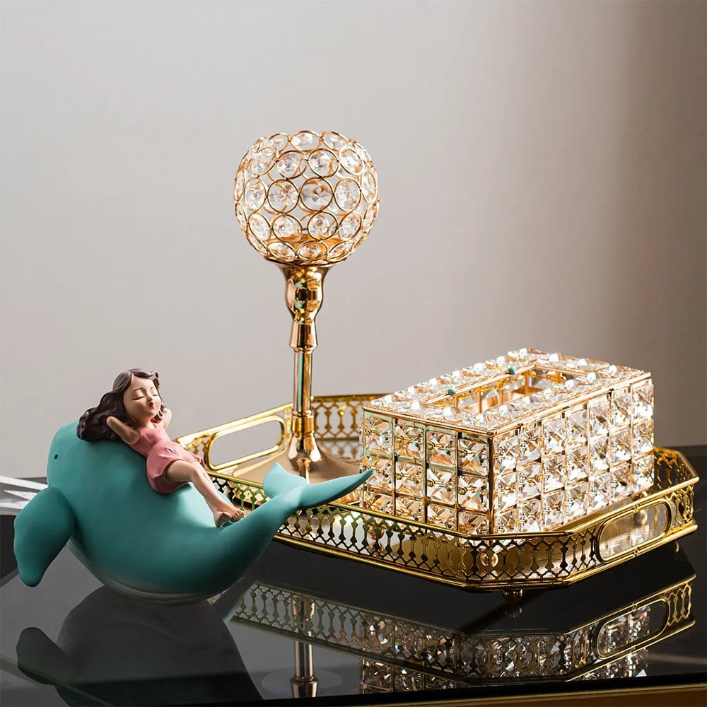 Nordic Diamond Pencil Vases Tissue Box Home Storage Metal Napkin Holder Luxury Bedroom Kitchen Living Decor Home Decoration