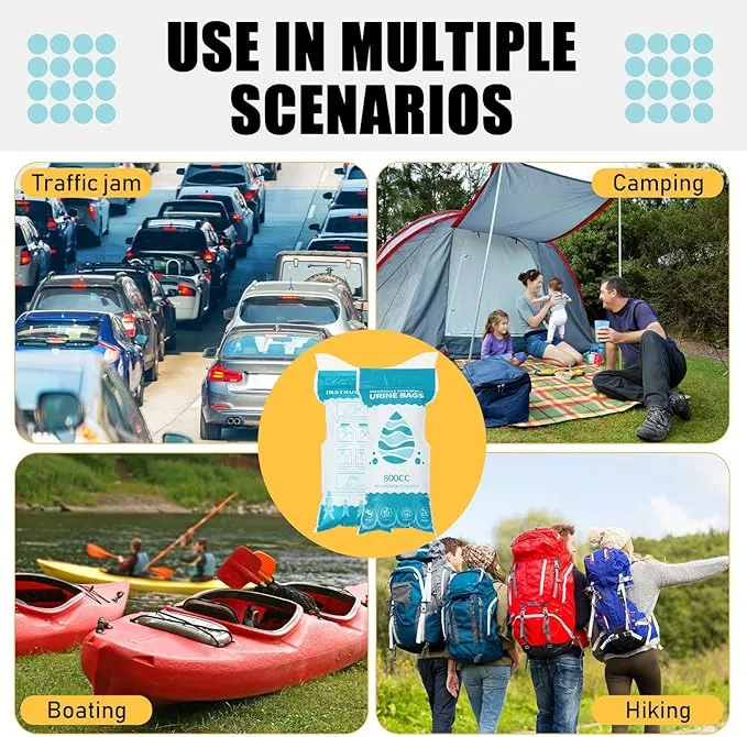 Nuogo 100 Pcs 800 CC Disposable Urine Bags Portable Pee Bag Urine Bags for Women Travel Emergency Urinal Bags for Men Women Kids Traffic Jams Camping Hiking