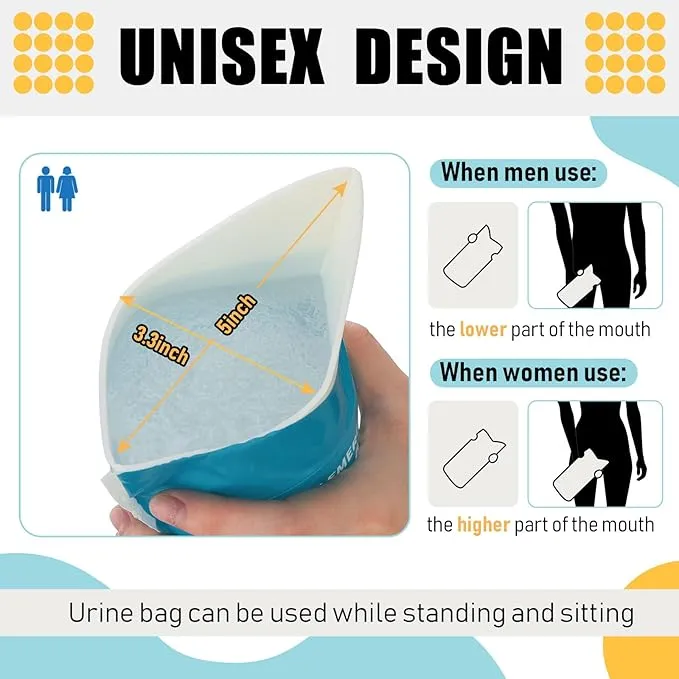 Nuogo 100 Pcs 800 CC Disposable Urine Bags Portable Pee Bag Urine Bags for Women Travel Emergency Urinal Bags for Men Women Kids Traffic Jams Camping Hiking