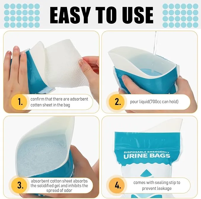 Nuogo 100 Pcs 800 CC Disposable Urine Bags Portable Pee Bag Urine Bags for Women Travel Emergency Urinal Bags for Men Women Kids Traffic Jams Camping Hiking