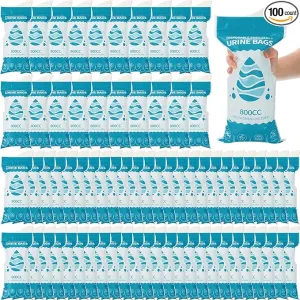 Nuogo 100 Pcs 800 CC Disposable Urine Bags Portable Pee Bag Urine Bags for Women Travel Emergency Urinal Bags for Men Women Kids Traffic Jams Camping Hiking