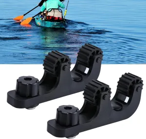 Offset Kayak Paddle Holder, Kayak Track Mount Accessories Paddle Holder for Kayaking with Longer Threads Bolts, Fishing Kayak Rail Accessories, Pack of 2, Black