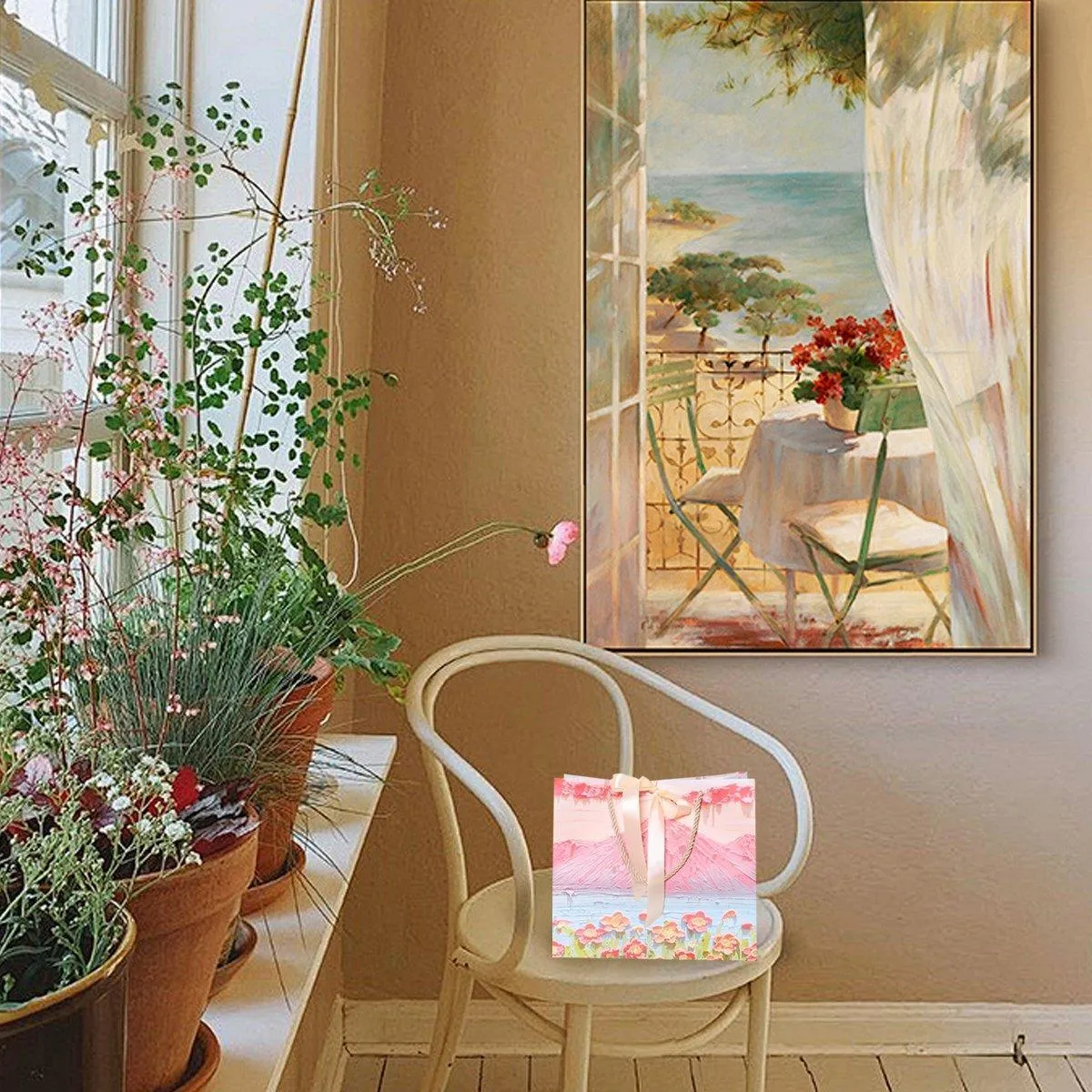 Oil Painting Pattern Gift Paper Bags 2Styles 50PCS