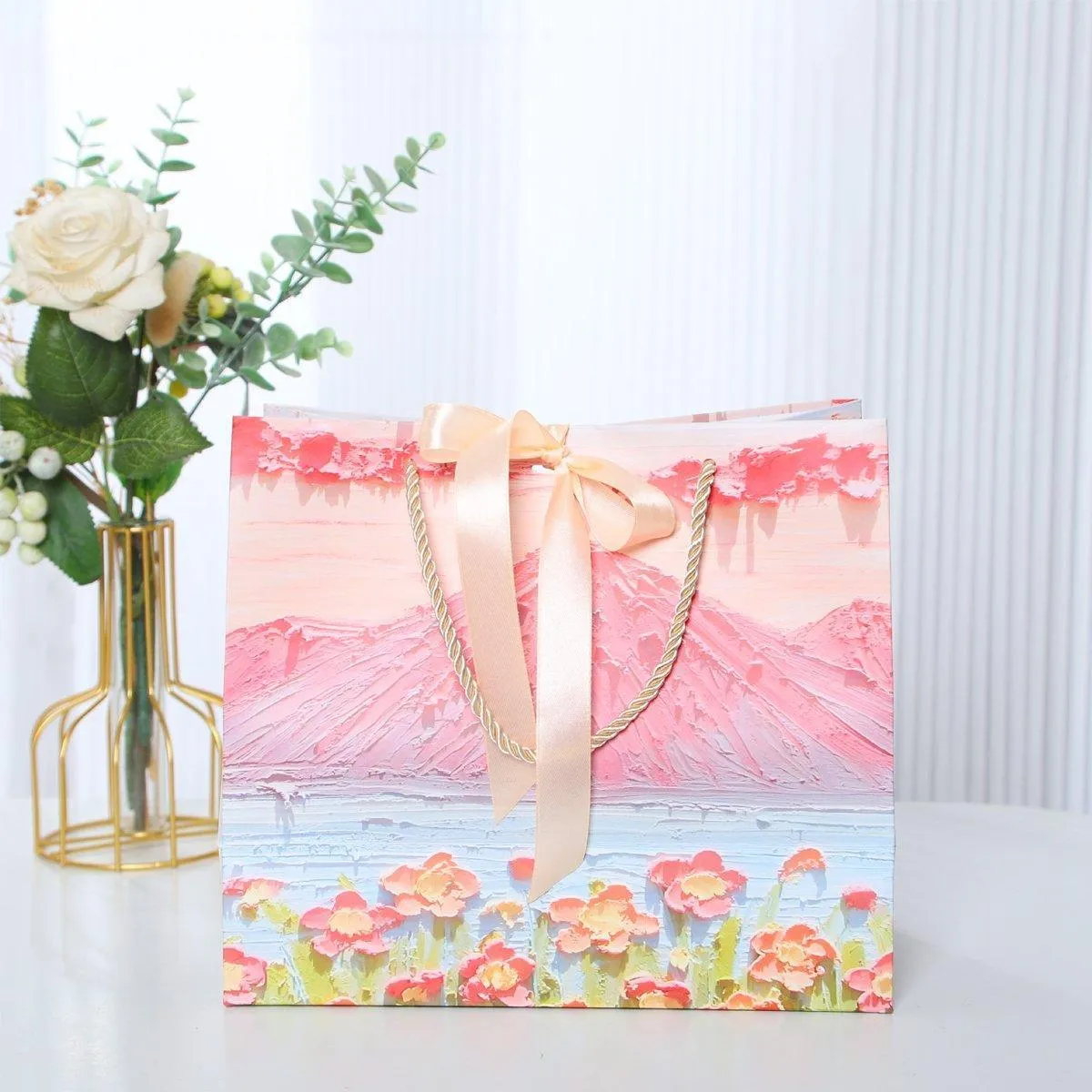Oil Painting Pattern Gift Paper Bags 2Styles 50PCS