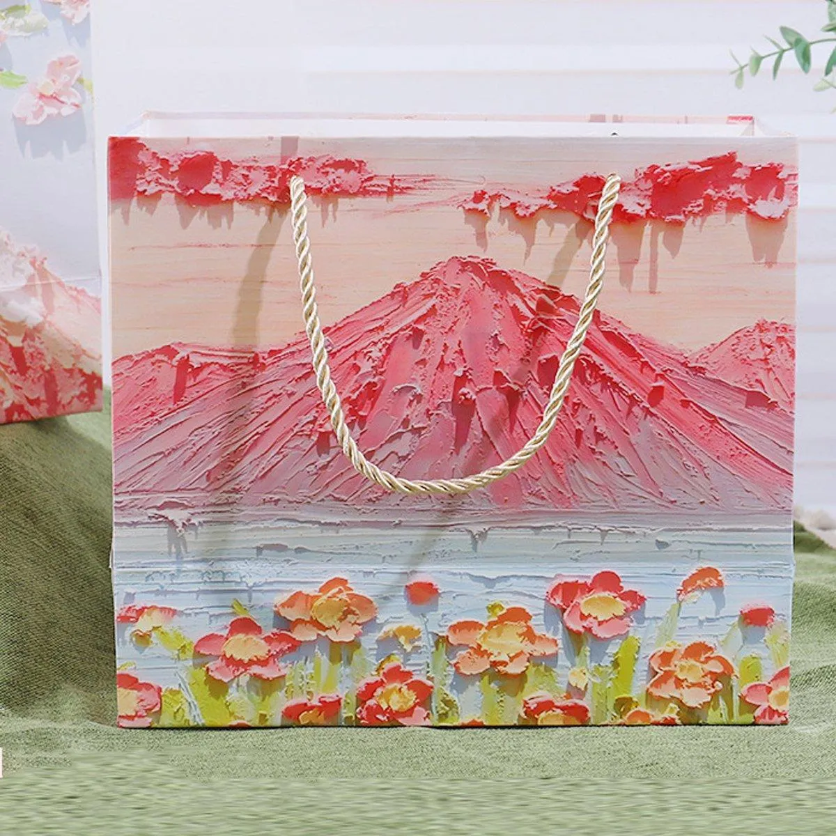 Oil Painting Pattern Gift Paper Bags 2Styles 50PCS