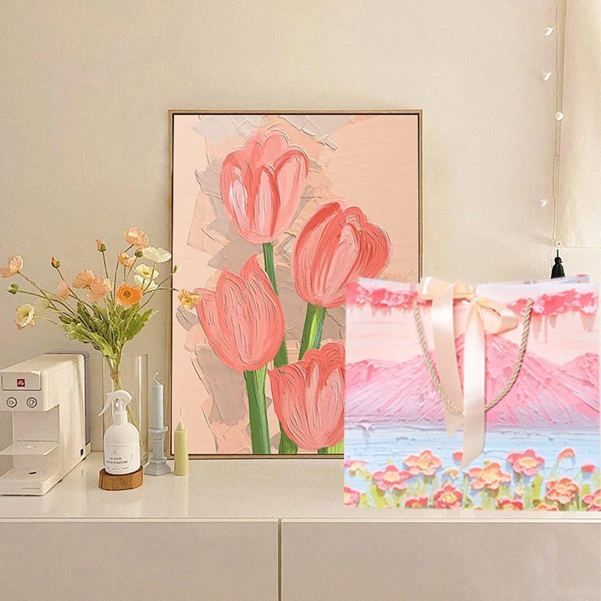 Oil Painting Pattern Gift Paper Bags 2Styles 50PCS