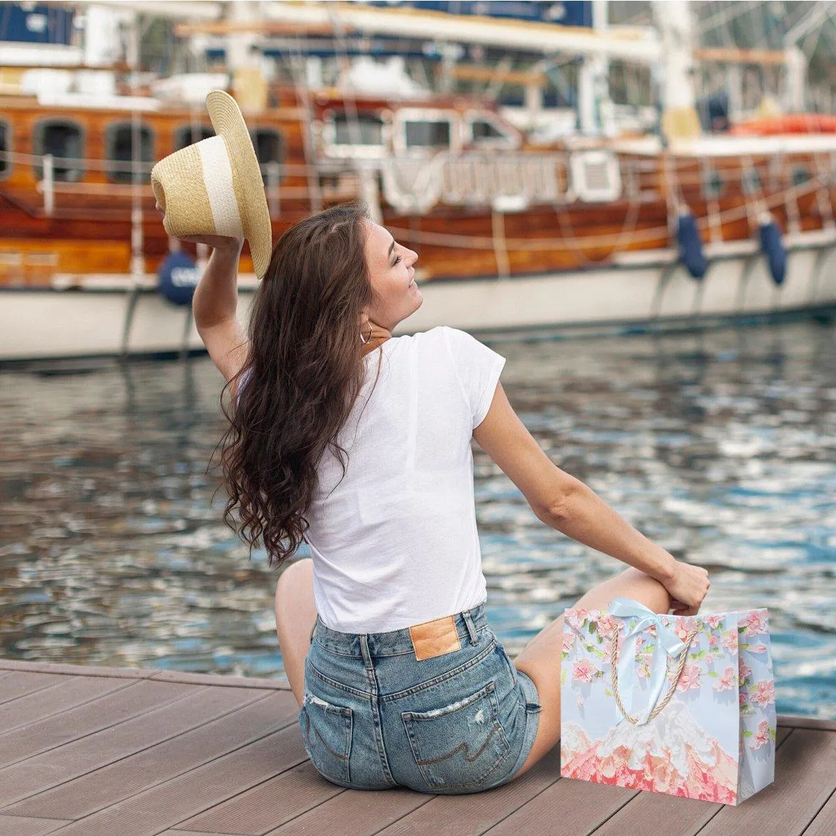 Oil Painting Pattern Gift Paper Bags 2Styles 50PCS
