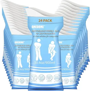 ONEDONE Disposable Urine Bags 6/8/12/24 30.4 OZ Pee Bags for Travel for Men Women Kids Emergency Urine Bags Portable Unisex Urinal Bags Vomit Bags for Traffic Jams Camping Hiking