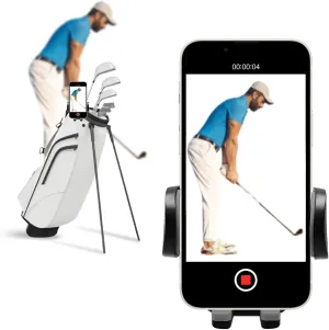 ONHAWKS-Golf Cart Cell Phone Holder Record Swing and Putting Accessories| Selfie Putter Training Aid Works with Any Golf Bag, Club and Alignment Sticks