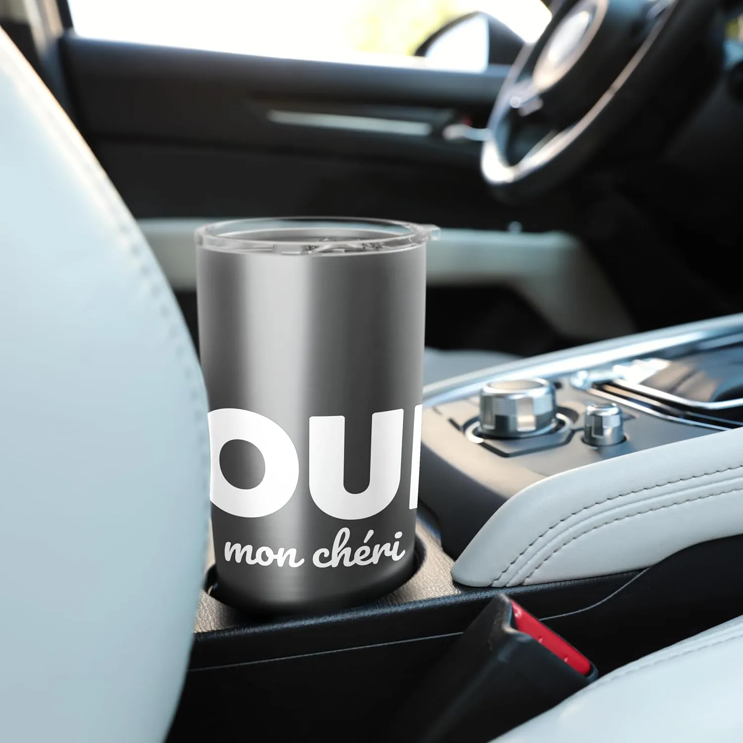 Oui Mon Cheri Cool French Expression Quotes Graphic Designs Stainless Steel Insulated Tumbler