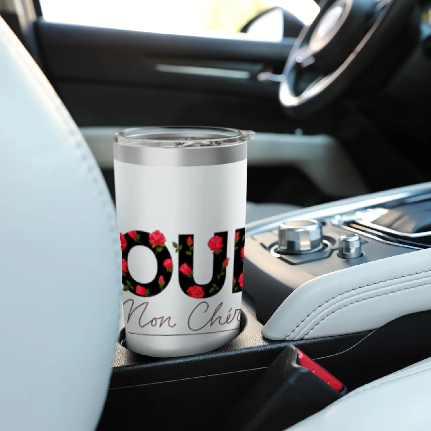 Oui Mon Cheri Cool French Expression Quotes Graphic Designs Stainless Steel Insulated Tumbler