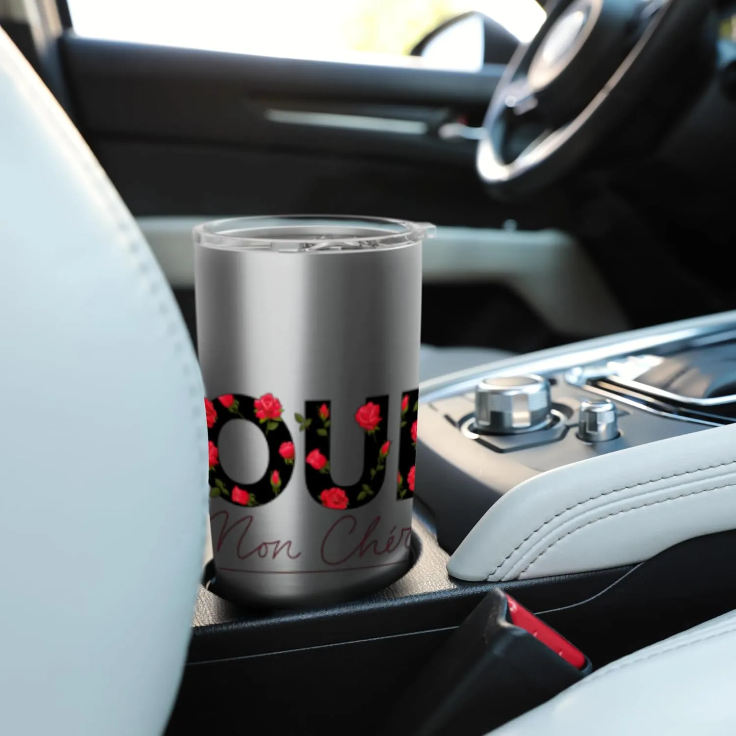 Oui Mon Cheri Cool French Expression Quotes Graphic Designs Stainless Steel Insulated Tumbler