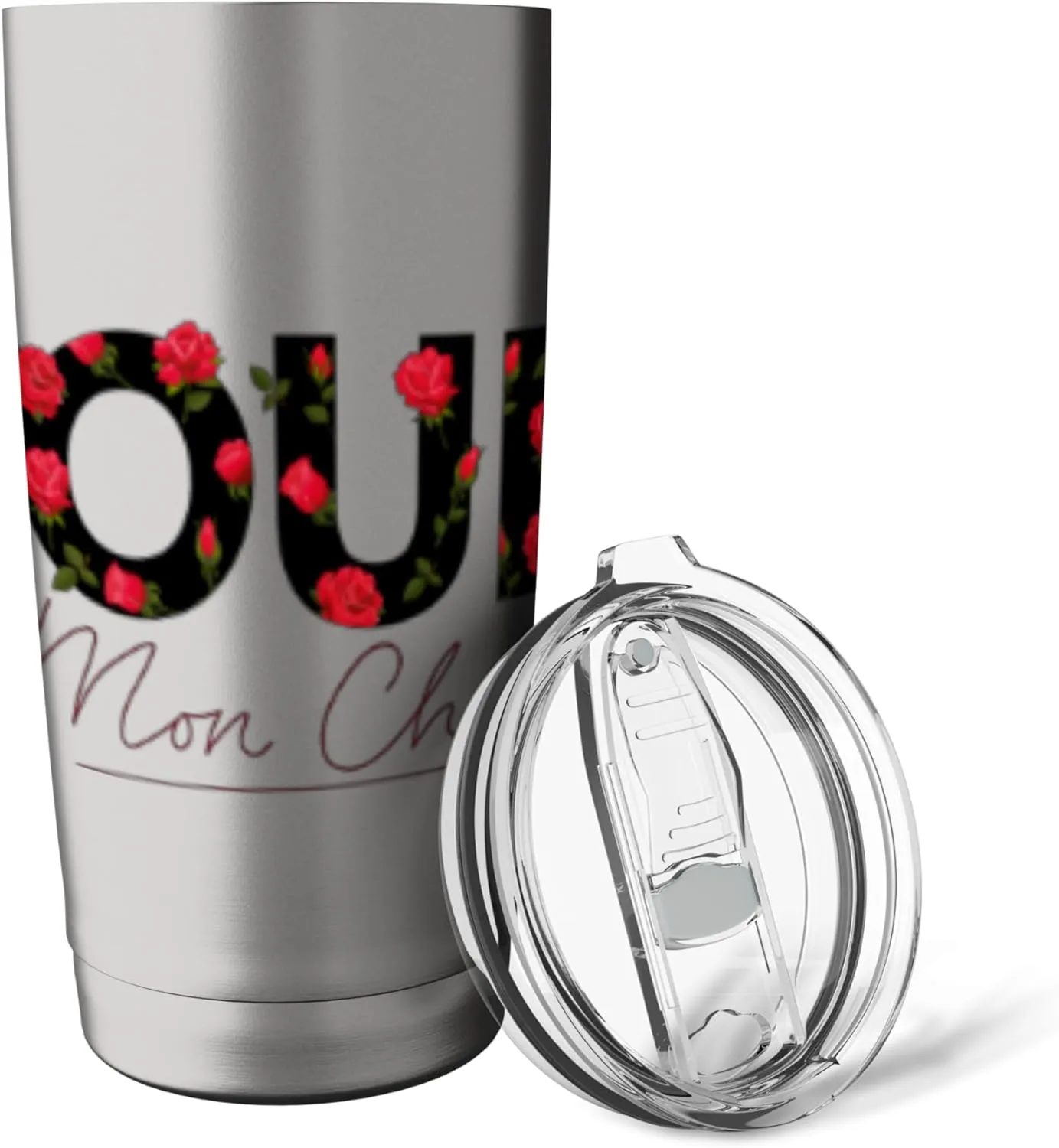 Oui Mon Cheri Cool French Expression Quotes Graphic Designs Stainless Steel Insulated Tumbler