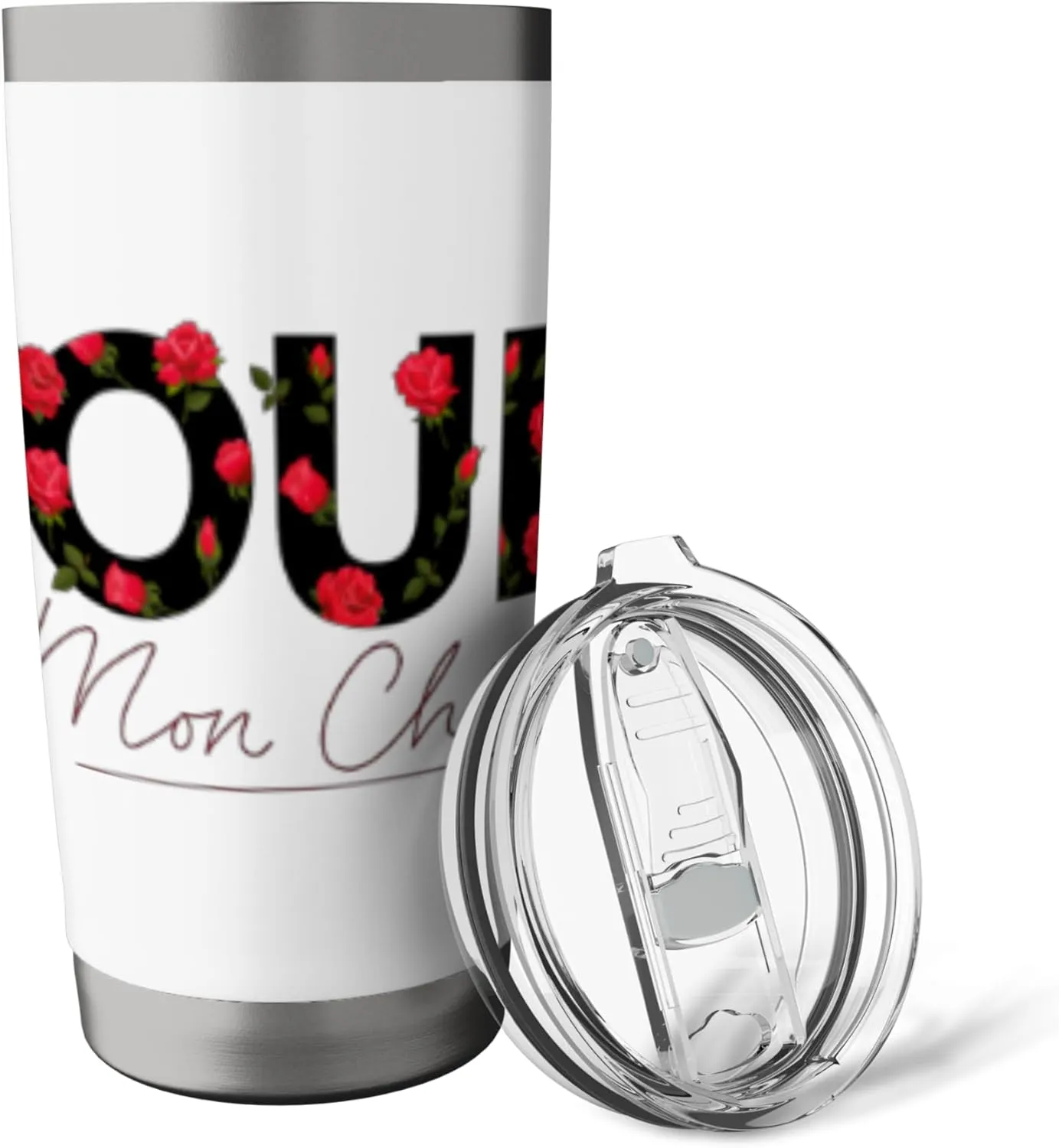 Oui Mon Cheri Cool French Expression Quotes Graphic Designs Stainless Steel Insulated Tumbler