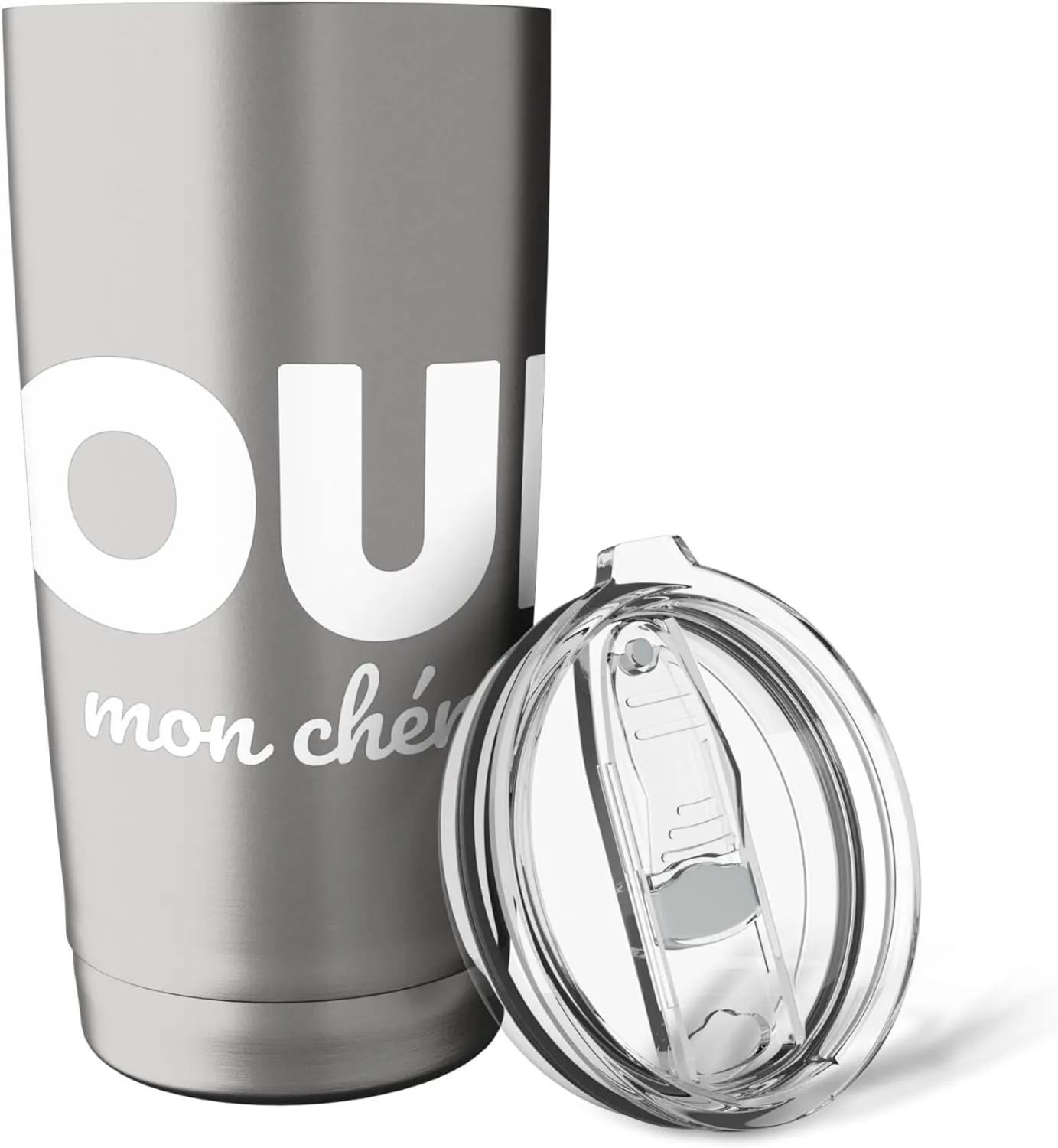 Oui Mon Cheri Cool French Expression Quotes Graphic Designs Stainless Steel Insulated Tumbler