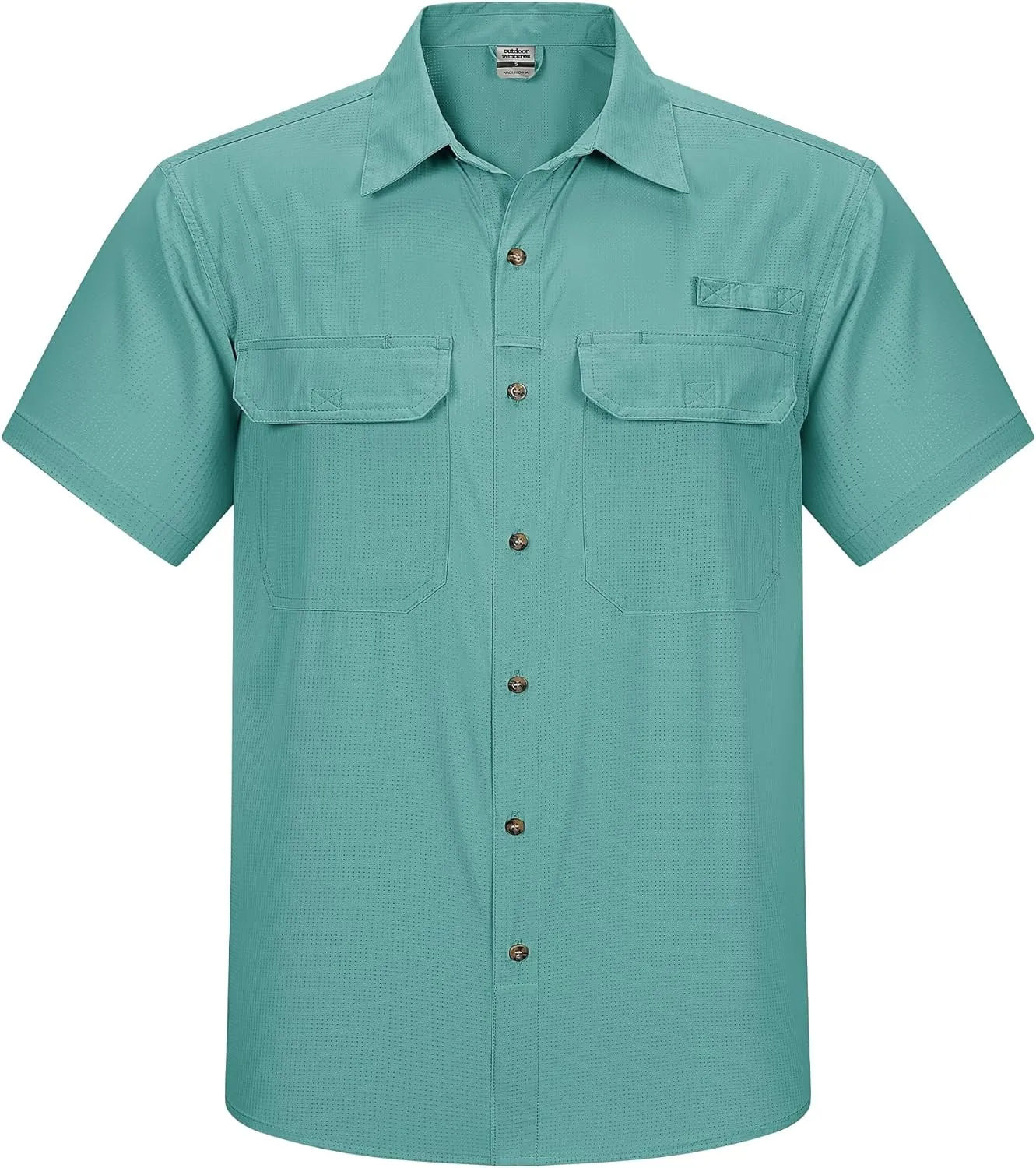 Outdoor Ventures Men's Lightweight Short Sleeve Fishing Shirt UPF 50 Button Down Quick Dry Cooling Hiking Travel Safari Shirt