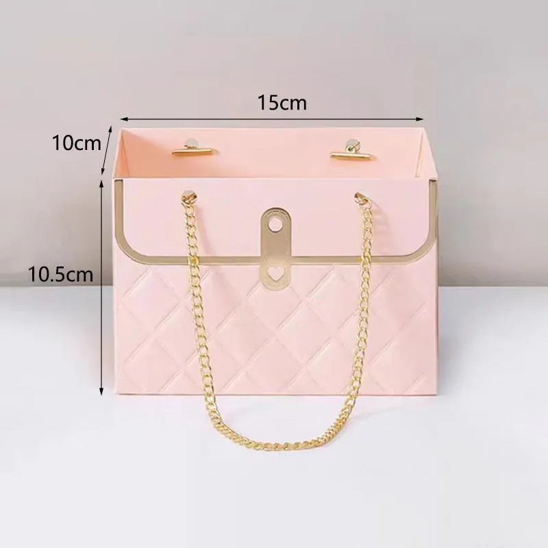 Paper Gift Bag with Metal Chain 4 Colors 10PCS