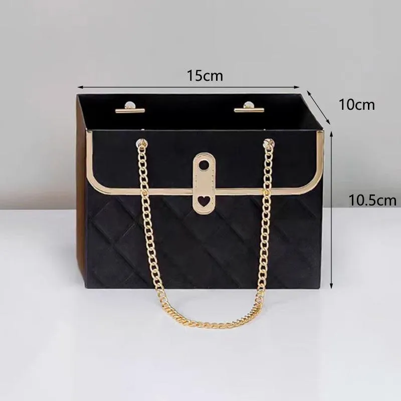 Paper Gift Bag with Metal Chain 4 Colors 10PCS