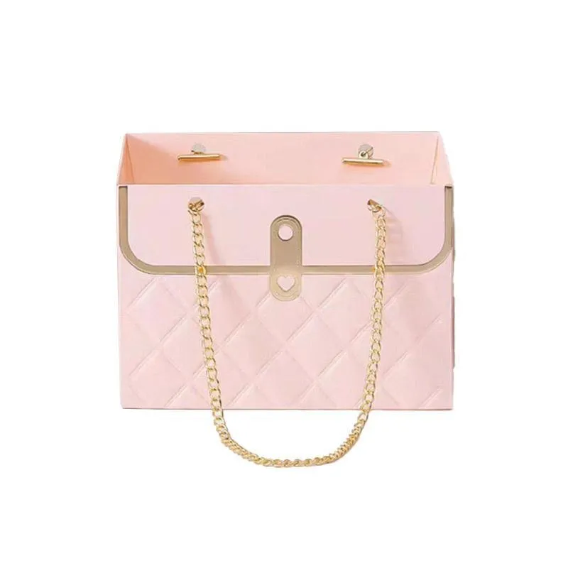 Paper Gift Bag with Metal Chain 4 Colors 10PCS
