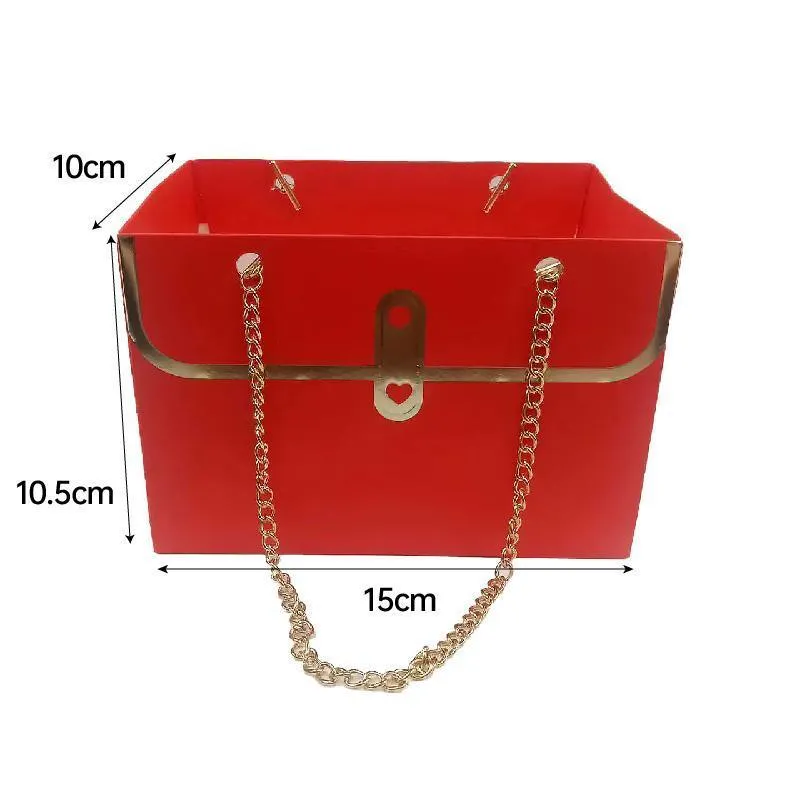 Paper Gift Bag with Metal Chain 4 Colors 10PCS