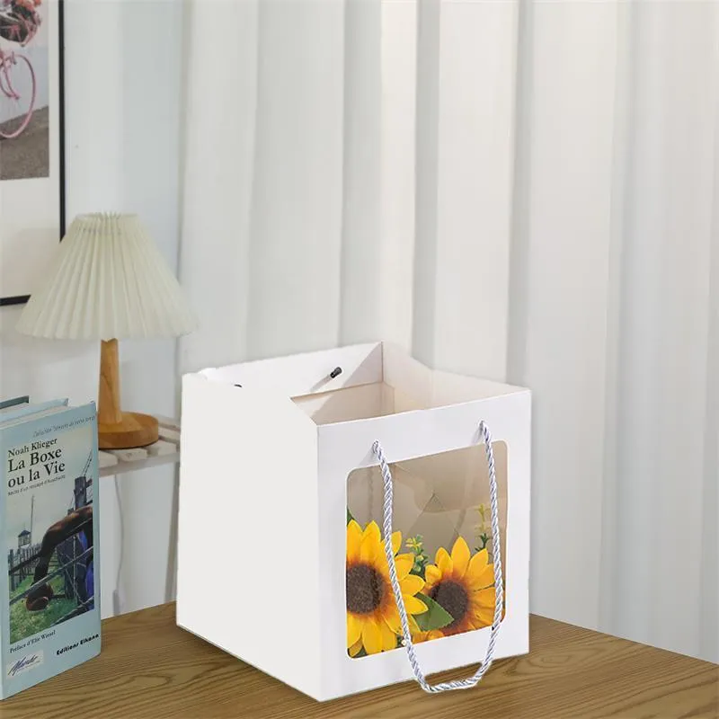Paper Gift Bags with Clear Window 20PCS 5Sizes White