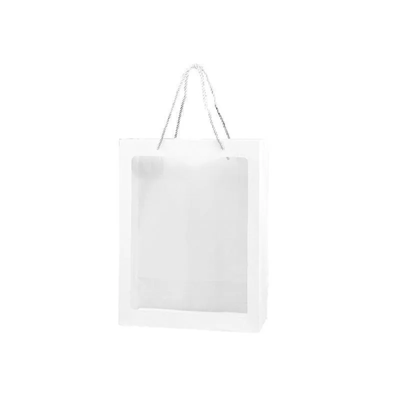 Paper Gift Bags with Clear Window 20PCS 5Sizes White