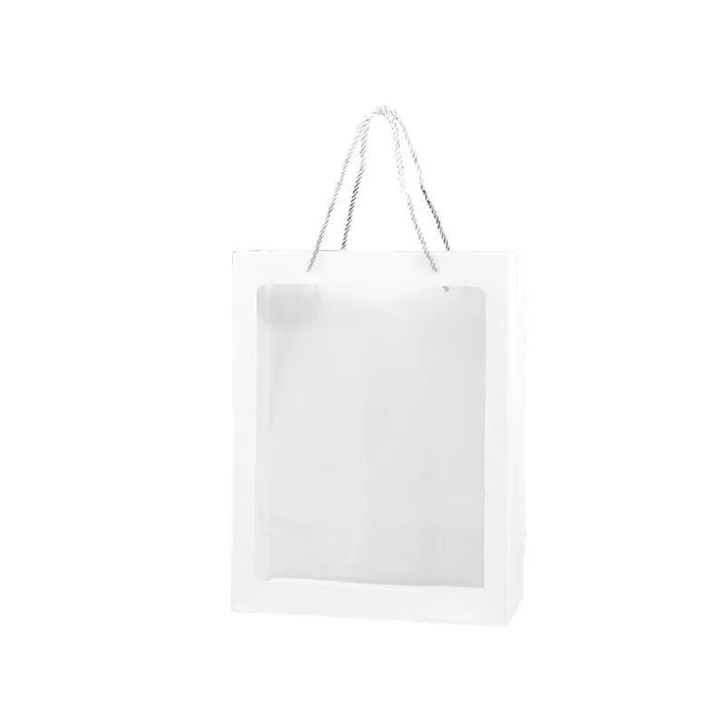 Paper Gift Bags with Clear Window 20PCS 5Sizes White