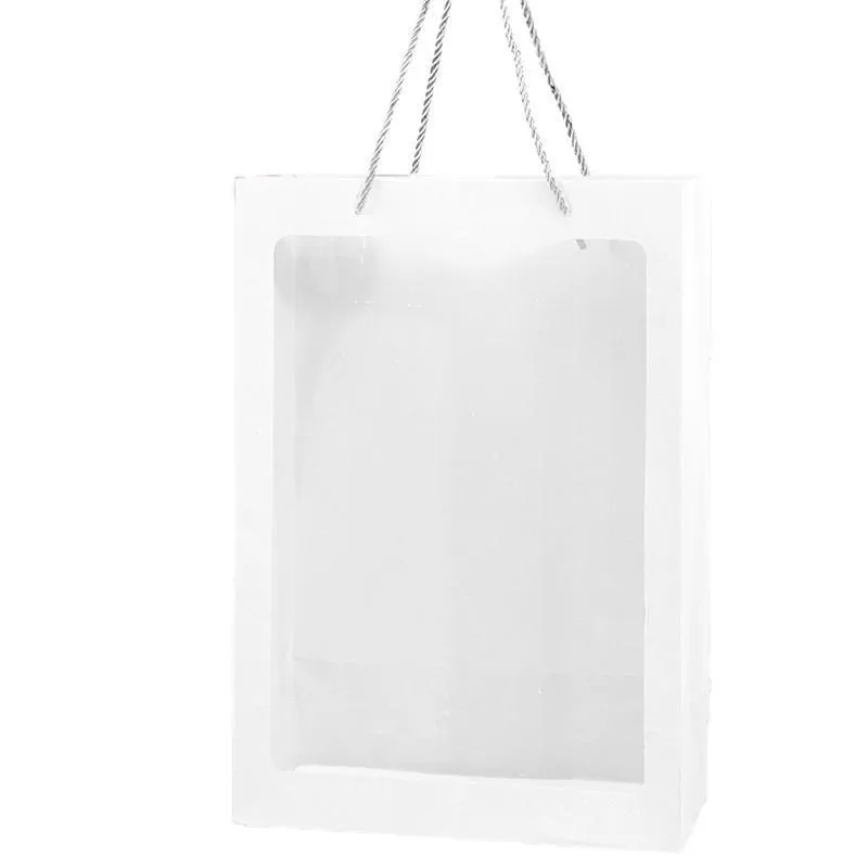 Paper Gift Bags with Clear Window 20PCS 5Sizes White