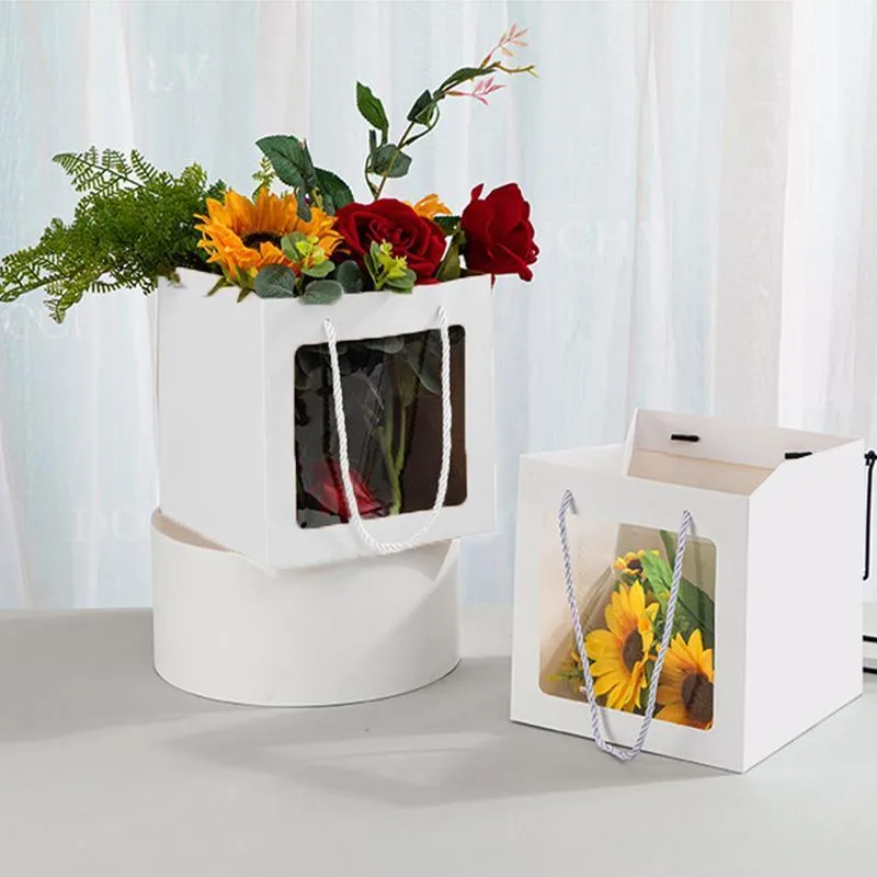 Paper Gift Bags with Clear Window 20PCS 5Sizes White