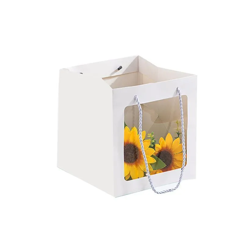 Paper Gift Bags with Clear Window 20PCS 5Sizes White