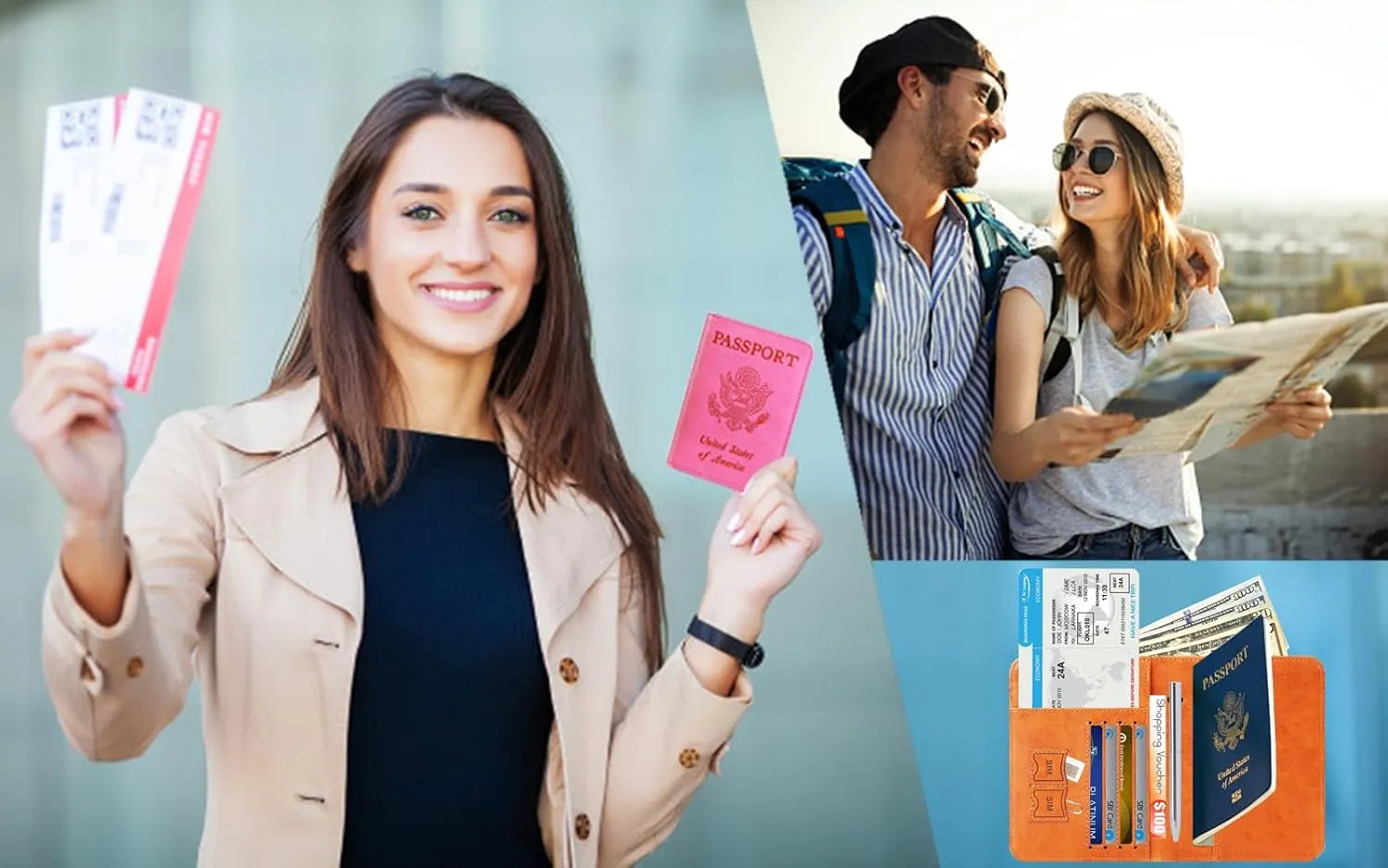 Passport Holder Cover Wallet Travel Essentials RFID Blocking Leather Card Case International Must Haves Travel Accessories for Women Men(113#Black)