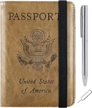 Passport Holder Cover Wallet Travel Essentials RFID Blocking Leather Card Case International Must Haves Travel Accessories for Women Men(113#Brown)