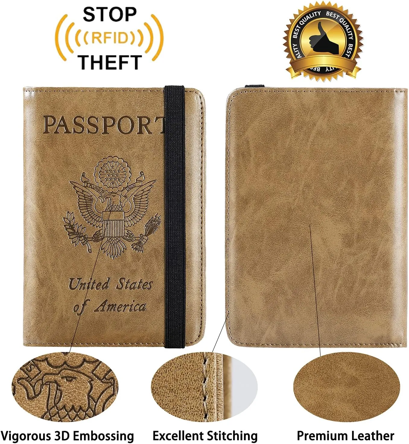 Passport Holder Cover Wallet Travel Essentials RFID Blocking Leather Card Case International Must Haves Travel Accessories for Women Men(113#Brown)