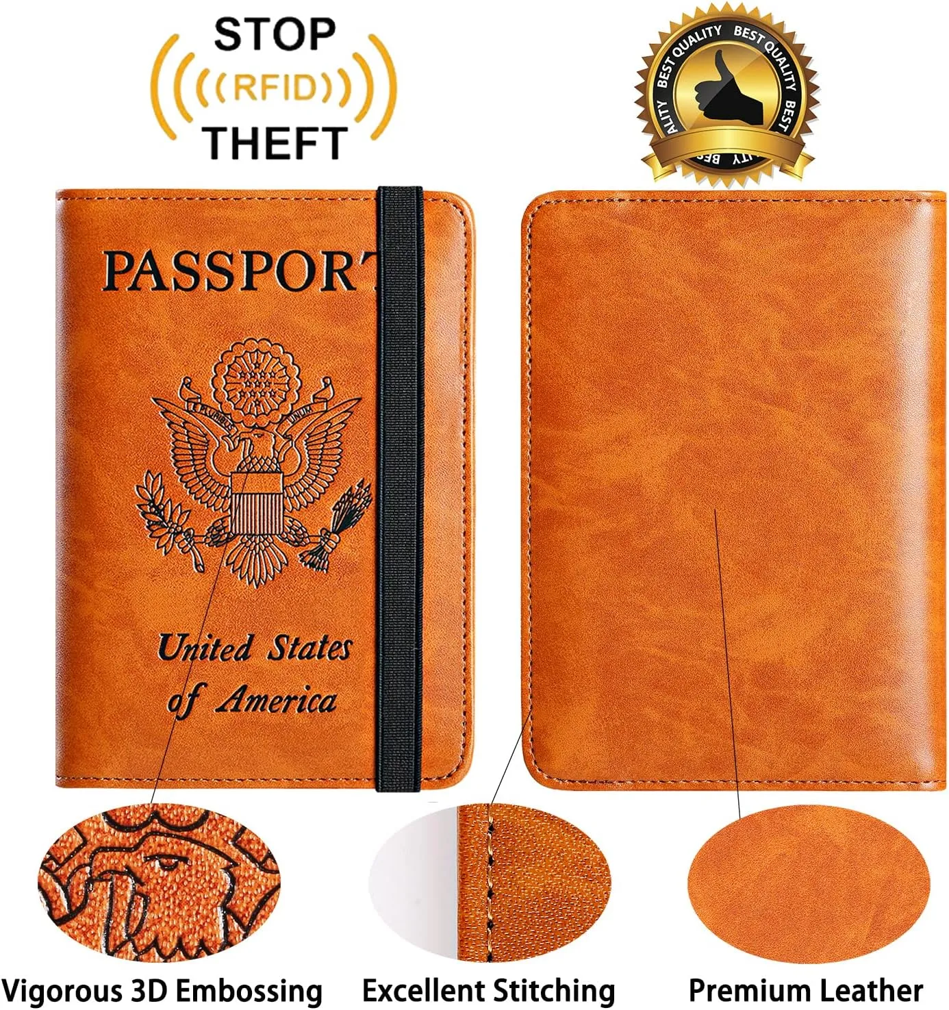 Passport Holder Cover Wallet Travel Essentials RFID Blocking Leather Card Case International Must Haves Travel Accessories for Women Men(113#Claybank)