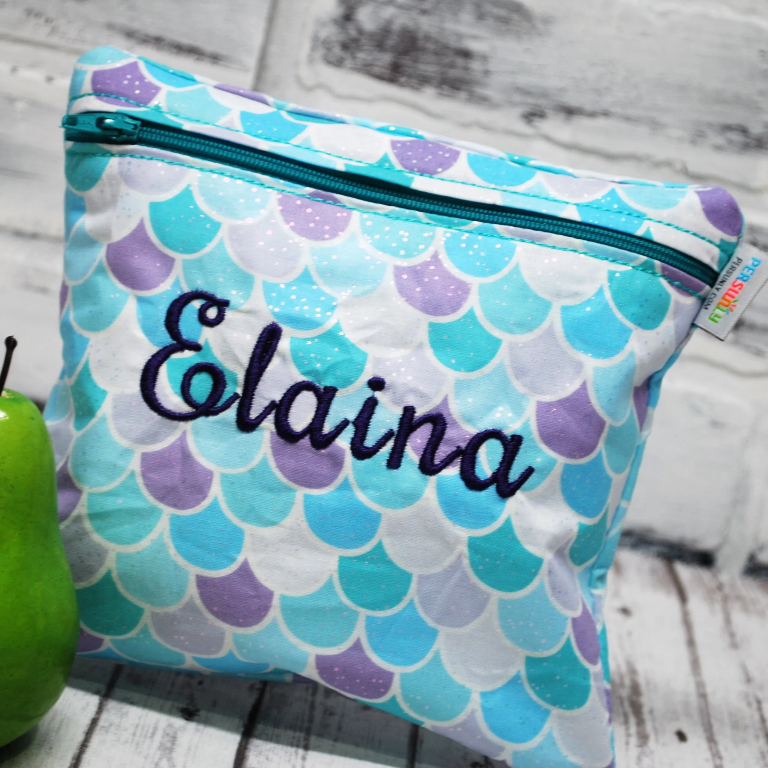 Pastel Mermaid Scales Personalized Reusable Food Bag