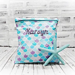 Pastel Mermaid Scales Personalized Reusable Food Bag