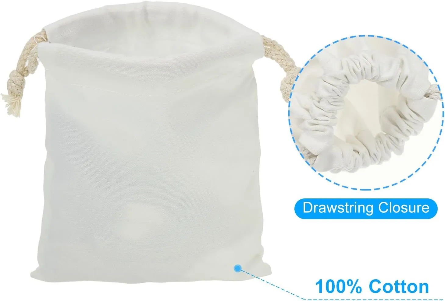 PATIKIL 100% Cotton Reusable Drawstring Bags, 5x6 Inch 12 Pack Multipurpose Washable Cotton Dust Bags, Luggage Organizer, Travel Essentials Storage Pouch, Beige