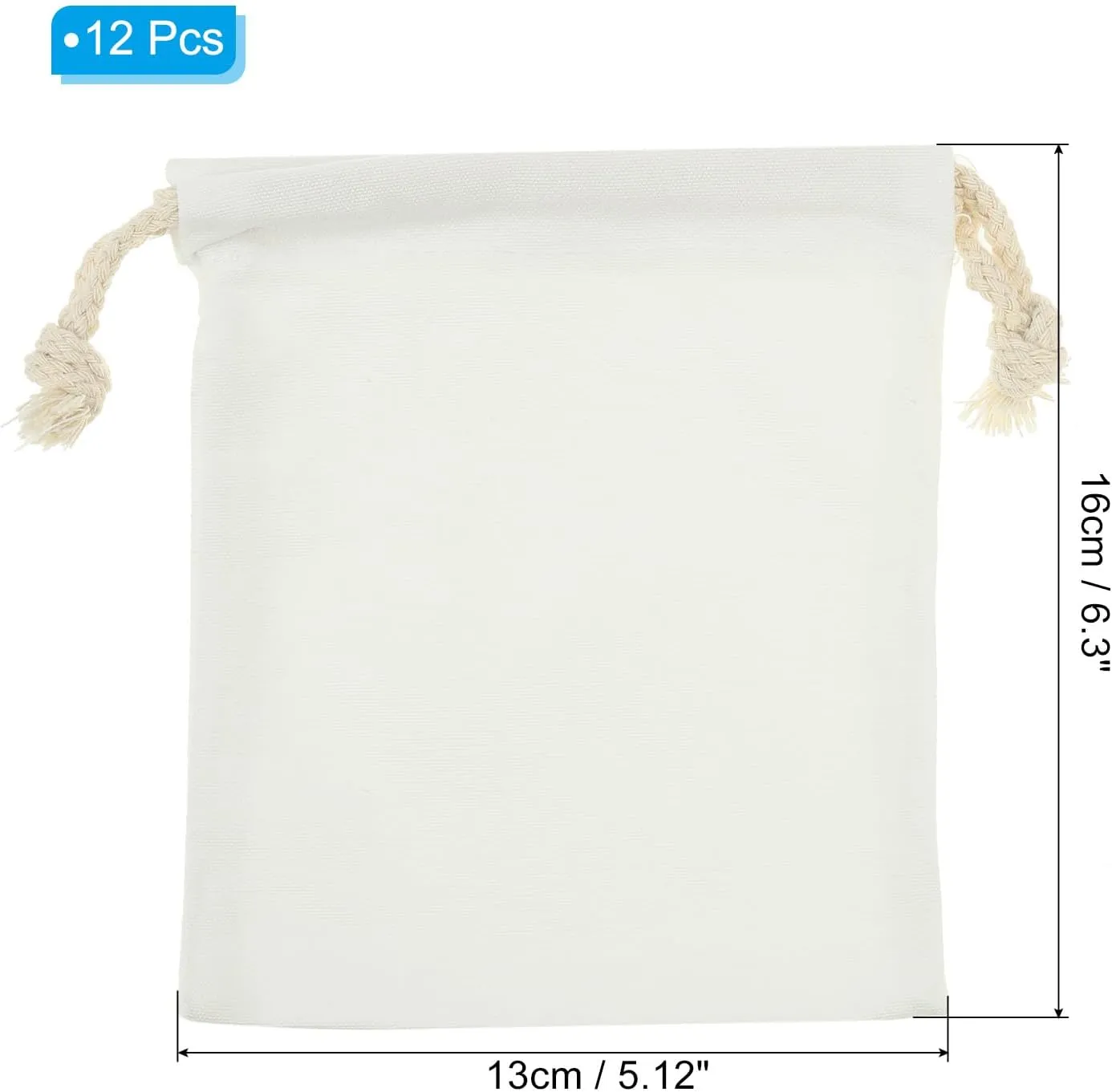 PATIKIL 100% Cotton Reusable Drawstring Bags, 5x6 Inch 12 Pack Multipurpose Washable Cotton Dust Bags, Luggage Organizer, Travel Essentials Storage Pouch, Beige