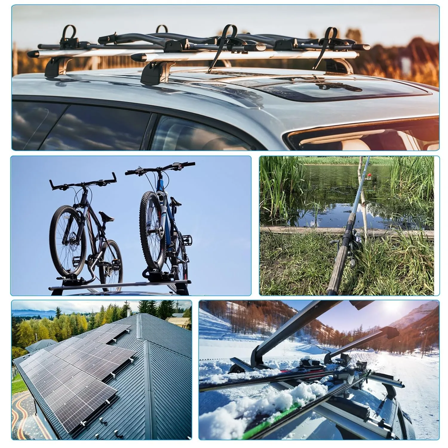 PATIKIL T Slot Bolts M6 x 65mm, 8 Set Square Head T Bolts Roof Rack Stainless Steel T Track Bolts with Nut Washers for Bike Ski Kayak Rack