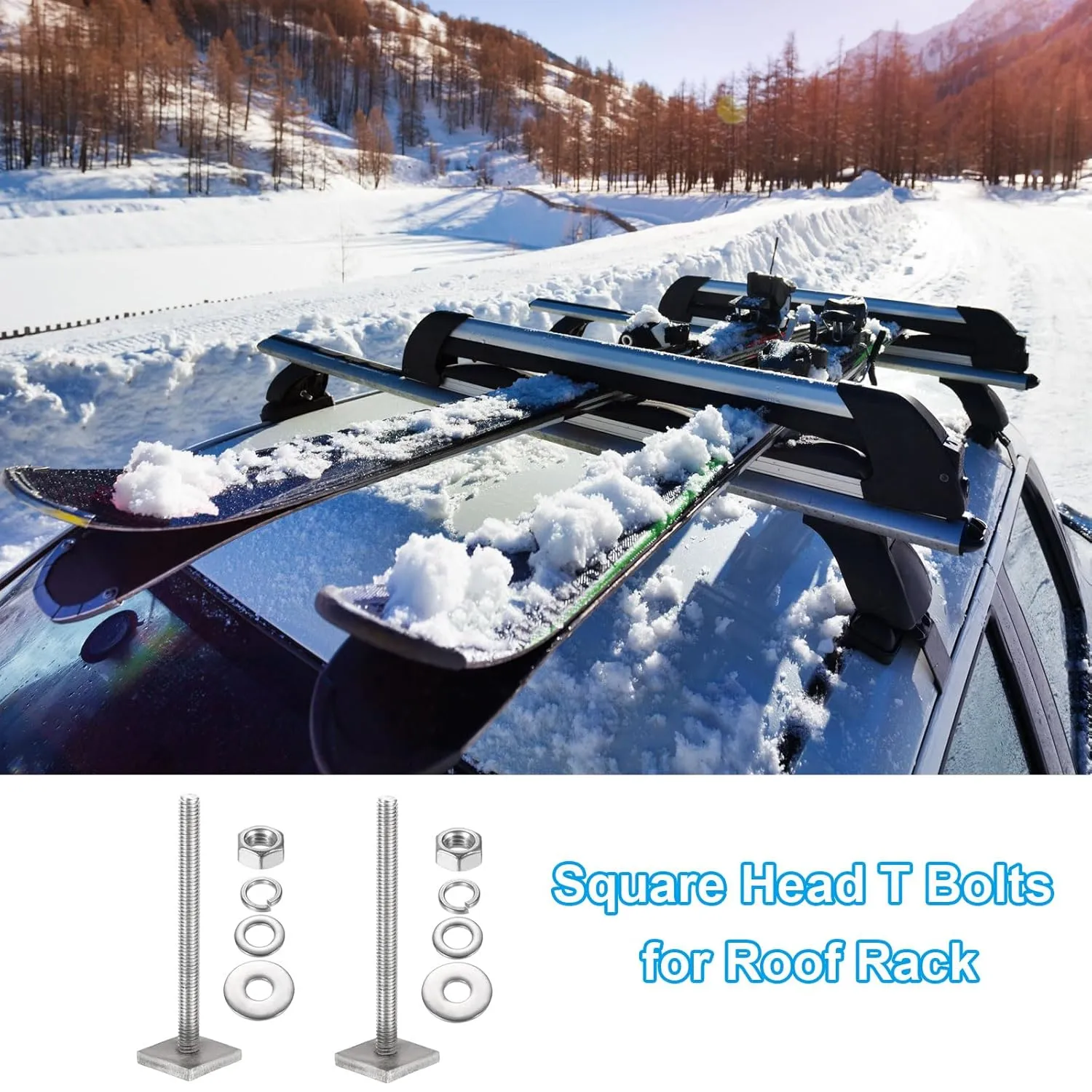 PATIKIL T Slot Bolts M6 x 65mm, 8 Set Square Head T Bolts Roof Rack Stainless Steel T Track Bolts with Nut Washers for Bike Ski Kayak Rack
