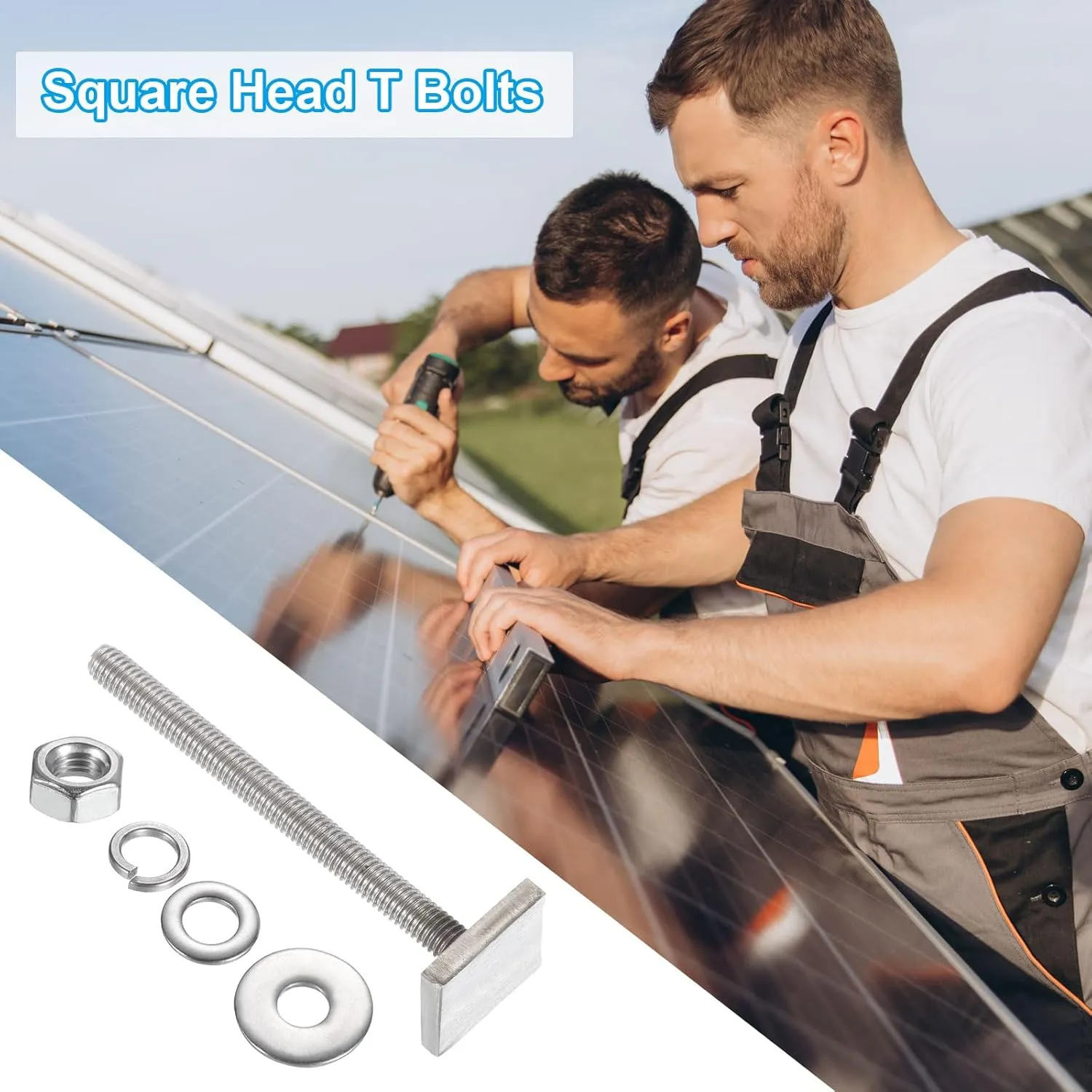 PATIKIL T Slot Bolts M6 x 65mm, 8 Set Square Head T Bolts Roof Rack Stainless Steel T Track Bolts with Nut Washers for Bike Ski Kayak Rack